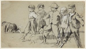 Studie voor "Snap the Whip" door Winslow Homer