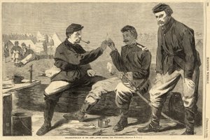 Thanksgiving-Day in het leger - Na het diner: The WishBone, uit Harpers Weekly, uitgegeven 1864 door Winslow Homer