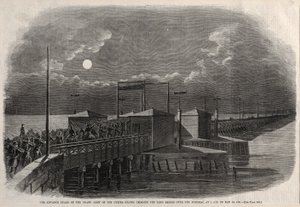 De voorhoede van het Grote Leger van de Verenigde Staten steekt de Lange Brug over, 1861
