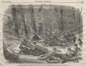 Het Leger van de Potomac - Onze vooruitgeschoven wachtpost in het bos door Winslow Homer