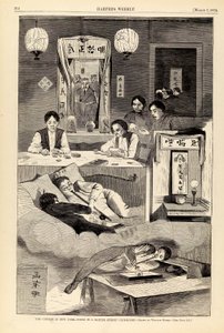 De Chinezen in New York - Scène in een clubhuis in Baxter Street, uit Harper
