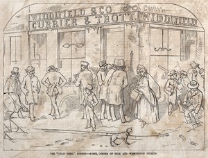 De koude periode, Boston - Scène, hoek Milk en Washington Streets, 1858 door Winslow Homer