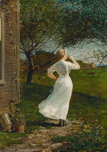 Het Dinerhoorn Blazen van de Hoorn aan Zee, 1870 door Winslow Homer