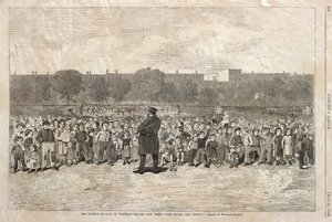 De vierde juli in Tompkins Square, New York - De Sogers komen, 1868 door Winslow Homer