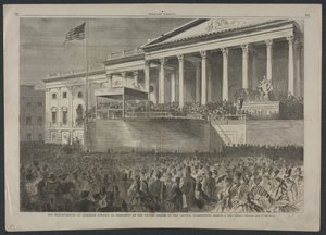De inhuldiging van Abraham Lincoln als president van de Verenigde Staten, op het Capitool, Washington, 4 maart 1861 door Winslow Homer