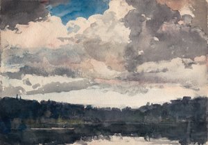De eenzame boot, North Woods Club, Adirondacks door Winslow Homer