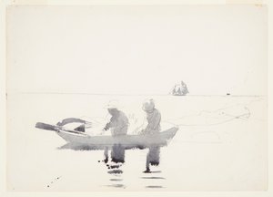 Twee Figuren in een Roeiboot door Winslow Homer