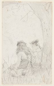 Twee Meisjes Zittend op een Bank door Winslow Homer