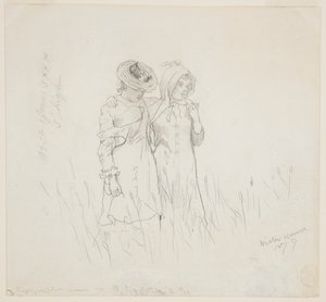 Twee meisjes in een veld