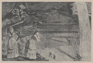 Onder de Watervallen, Catskill Mountains Naar een schilderij van Winslow Homer, 1872