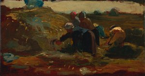 Vrouwen die op een veld werken door Winslow Homer