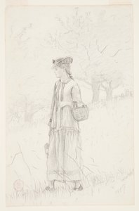Jonge vrouw met een mand door Winslow Homer
