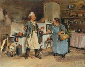 Discussie in de keuken door Wladimir Jegorowitsch Makowski