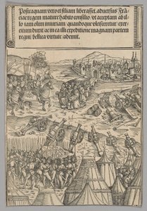 Capitulatie van een Franse stad, plaat 12 uit Historische scènes uit het leven van keizer Maximiliaan I van de Triomfboog door Wolf Traut
