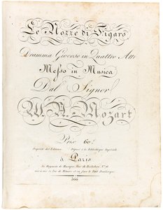Omslag van de partituur Le nozze di Figaro dramma giocoso in quattro atti, tussen 1806 en 1810 door Wolfgang Amadeus Mozart