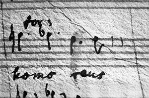 Partituur van Mozarts Requiem, laatste noten die hij schreef ... door Wolfgang Amadeus Mozart