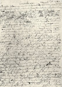 Wolfgang Amadeus Mozart (1756-1791) Oostenrijkse componist. Eigenhandige brief aan zijn zus Nannerl. Napels 19 maart 1770 door Wolfgang Amadeus Mozart