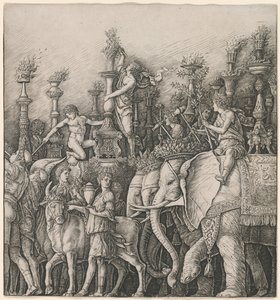 De Triomf van Caesar: De Olifanten door Workshop of Andrea Mantegna