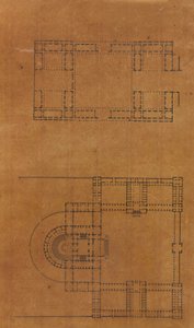 Pagina uit een plakboek met tekeningen en verschillende prenten van architectuur door Workshop of Charles Percier, Workshop of Pierre