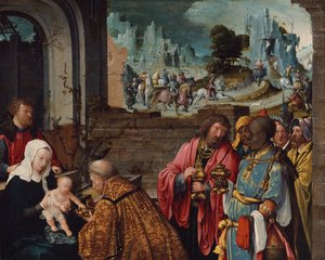 De aanbidding der wijzen, 1515-1525 door Workshop of Cornelis Engebrechtsz.