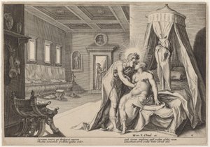 Apollo die Leucothoe misbruikt door Workshop of Hendrick Goltzius, after Hendrick Goltzius