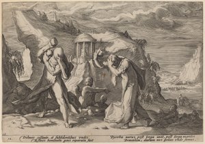 Deucalion en Pyrra Bevolken de Aarde Opnieuw door Workshop of Hendrick Goltzius, after Hendrick Goltzius