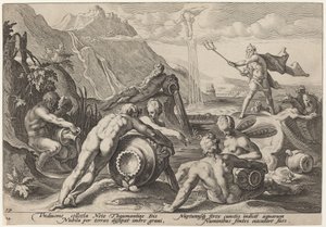 Neptunus die de Vernietiging van de Mens Beramen door Workshop of Hendrick Goltzius, after Hendrick Goltzius