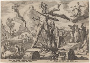 Het IJzeren Tijdperk door Workshop of Hendrick Goltzius, after Hendrick Goltzius