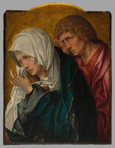 De Maagd en Johannes de Evangelist door Workshop of Jacob Cornelisz. van Oostsanen