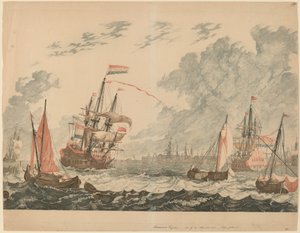 De Rivier IJ bij Amsterdam door Workshop of Johann Teyler after Jan van Call