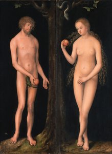 Duits: Adam und Eva Adam en Eva door workshop of Lucas Cranach the Elder