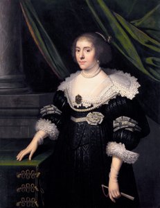Prinses Amalia van Solms, vrouw van Frederik Hendrik van Oranje door Workshop of Michiel van Mierevelt