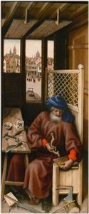 Annunciatie Alternatieve titel(s):   Mérode altaarstuk
rechterpaneel: Sint Jozef als timmerman door Workshop of Robert Campin