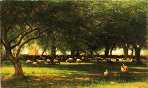 Middag in de boomgaard, 1900 door Worthington Whittredge
