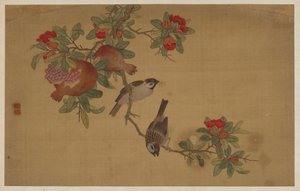 Vogels, Fruit en Bloemen, Qing-dynastie, 1741