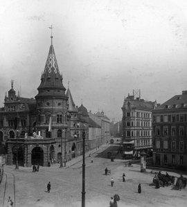 Löwenbräu Keller en Stiglmaierplatz, München, Duitsland, ca. 1900s door Wurthle and Sons