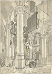 Gezicht in de Nieuwe kerk te Delft, met het grafmonument van Willem van Oranje door Wybrand Hendriks