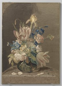 Tableau van veelkleurig geborduurde zijde door Wynant Haelwegh