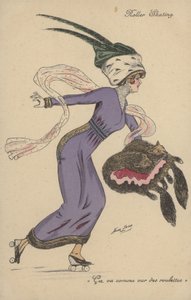 Mooi, extravagant gekleed meisje, rolschaatsend