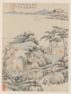 Album van seizoenslandschappen, blad F vorig blad 5, 1668 door Xiao Yuncong
