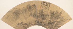 Landschap met figuur door Xie Shichen