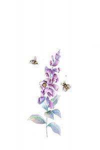 Aquarel: bijen en bloemen door Xuan Thai