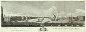 Uitzicht op de Neva-rivier tussen de Isaac-kerk en het Cadettenkorps. Boek ter gelegenheid van het 50-jarig jubileum van Sint-Petersburg, 1753 door Yakov Vasilyevich Vasilyev