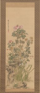 Herfstbloemen, 1843 door Yamamoto Baiitsu