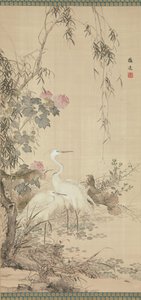 Reigers, Pioenen en Wilgen door Yamamoto Baiitsu