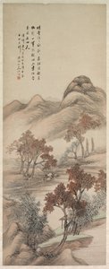 Herfstlandschap, 1644-1911 door Yang Borun