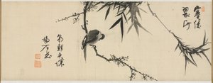 Vogel slapend op een pruimenboom, begin 1900s