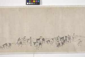 Honderd Ezel Vervoeren Graan, Handrol, c.1700 door Ye Yin