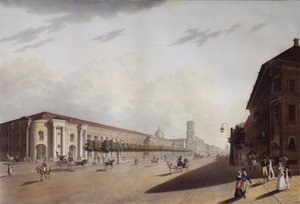 De Grote Gostiny Dvor Koopmanswerf in Sint-Petersburg, 1820s door Yermolai Ivanovich Yesakov