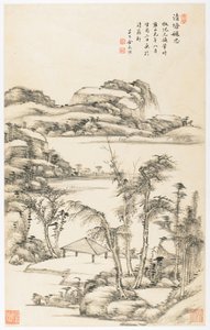 Herfstige Overpeinzing in Schoon Vijver, uit een album van 12 bladen door Yongxi Jin